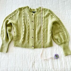 WILD FABLE Green Cable Cardigan